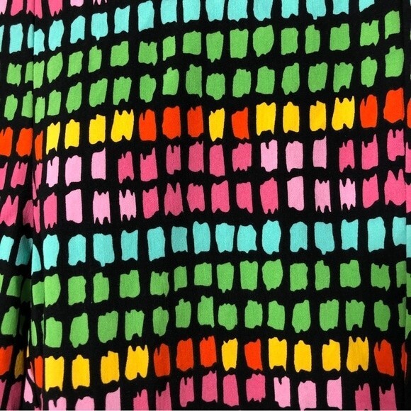 Krazy Larry Pants Womens 12 Black Rainbow Box Pull On Stretch Cropped Colorful - Picture 7 of 8